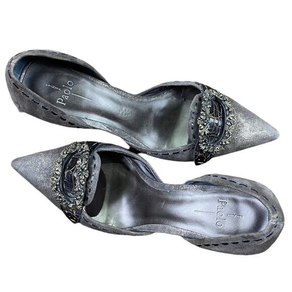 Linea Paolo Gray D'Orsay Designer High Heel Kitten Pumps 5.5M - Picture 8 of 15